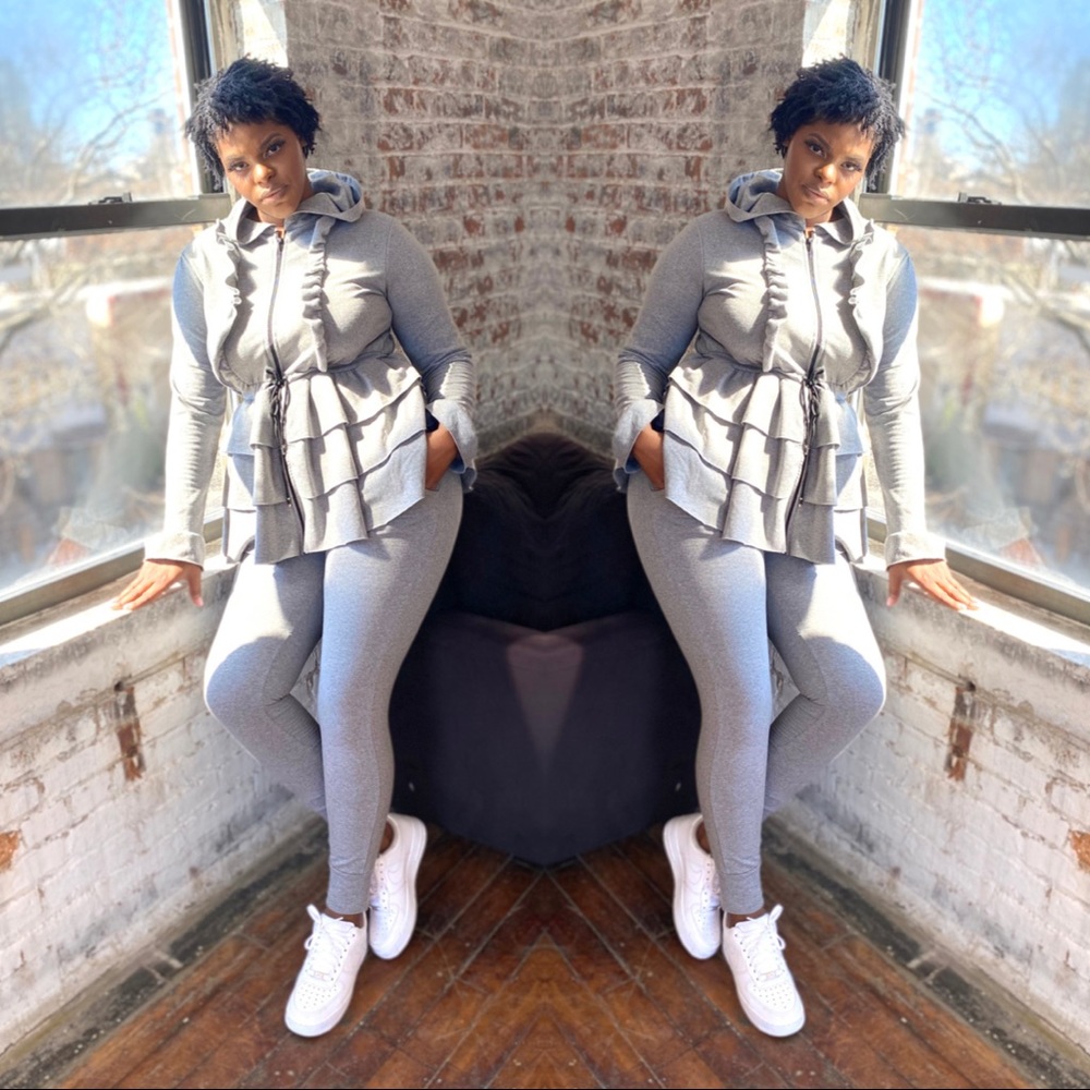 Layered Zip Front Long Sleeved Loungewear Set